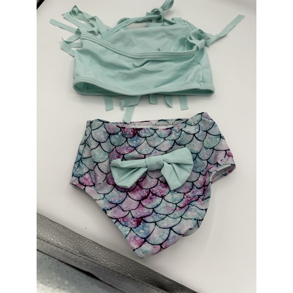 NWT Fringe Girls Swimsuit 0/6 Months ADORABLE MERMAID SCALE PRINT 2 PIECE A2 - Picture 2 of 2